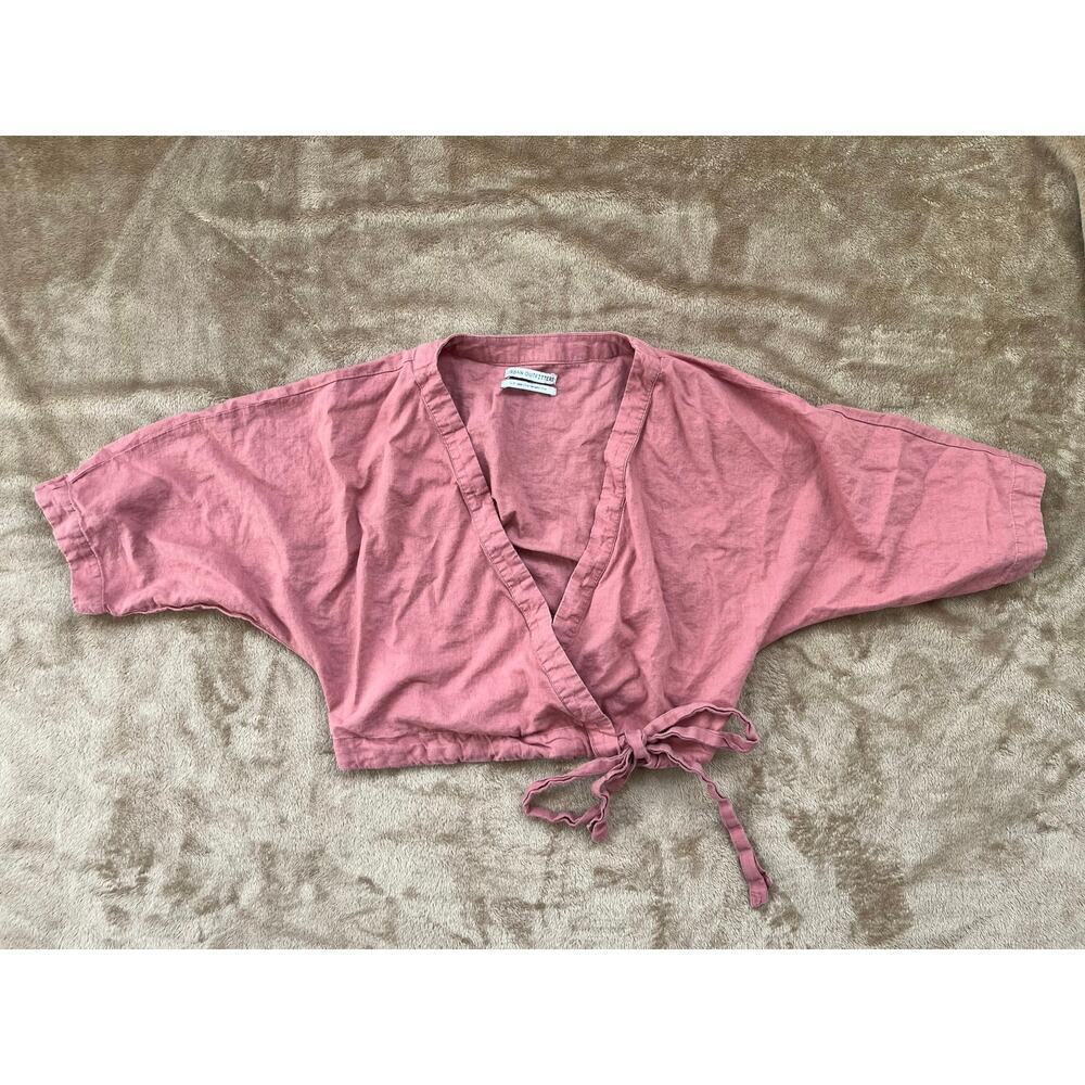 Urban Outfitters Pink Wrap‎ Front Tie Crop Top Shirt Women’s Size Small